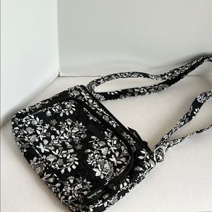 Vera Bradley Black and White Crossbody Bag with Floral Pattern